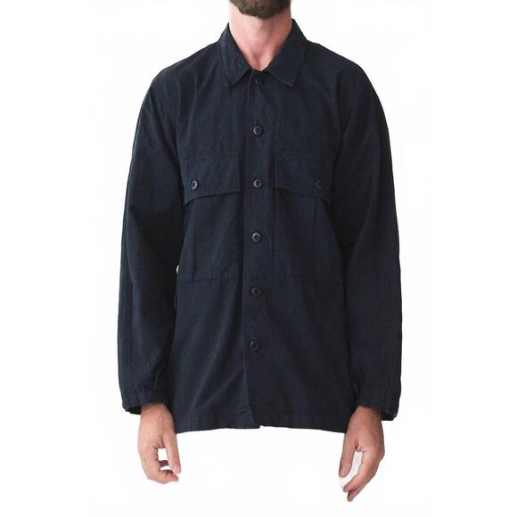 NEW SAGE DE CRET men's high density cotton hemp work shirt in navy